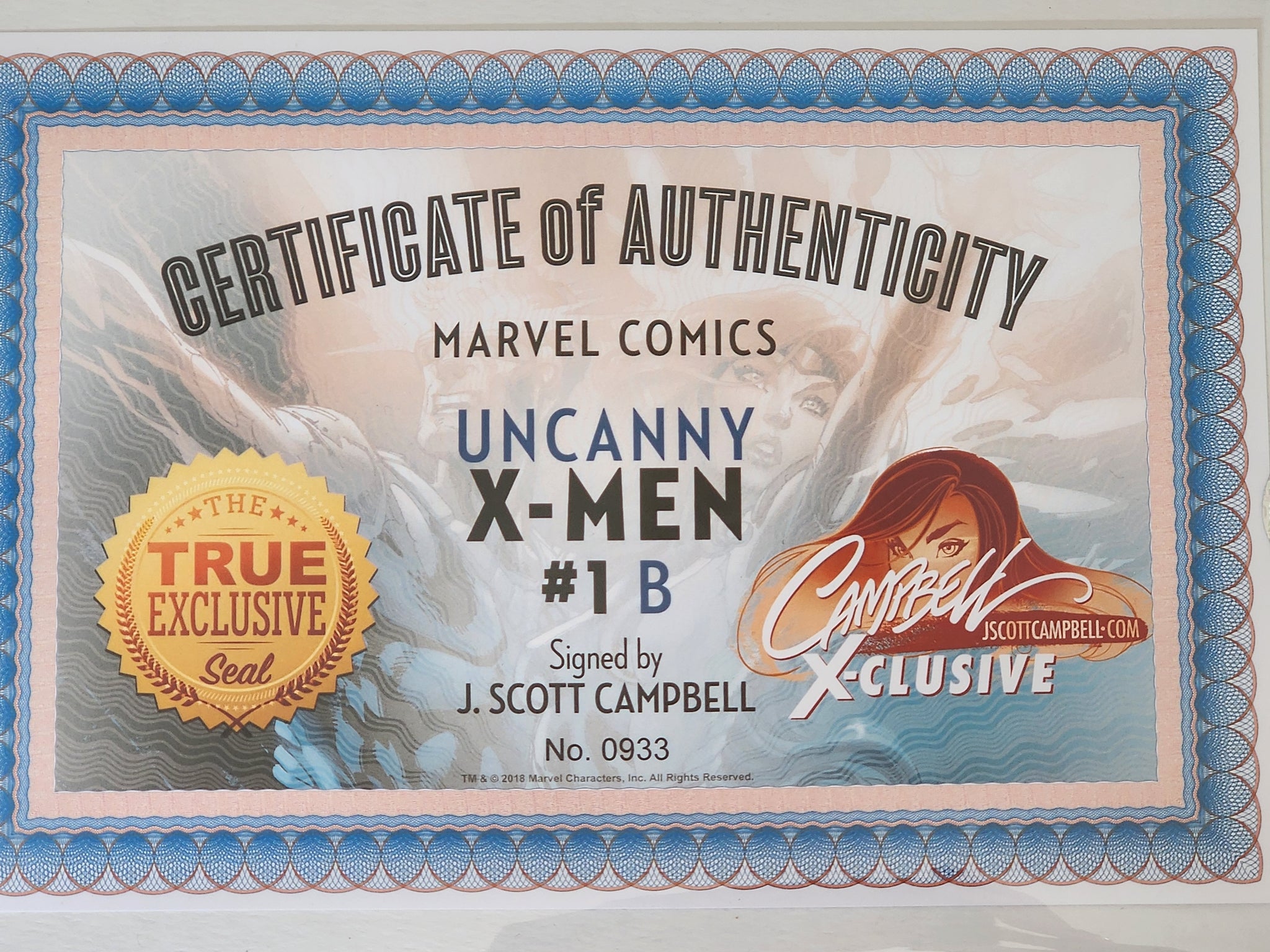 Uncanny X-men #001 store j Scott Campbell signed