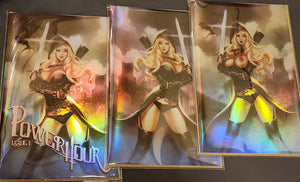 POWER HOUR #1 "PEA" COSPLAY MATCHING NUMBERED SET OF 3 HOLOFOILS & METALS ELIAS CHATZOUDIS LOW #2/10