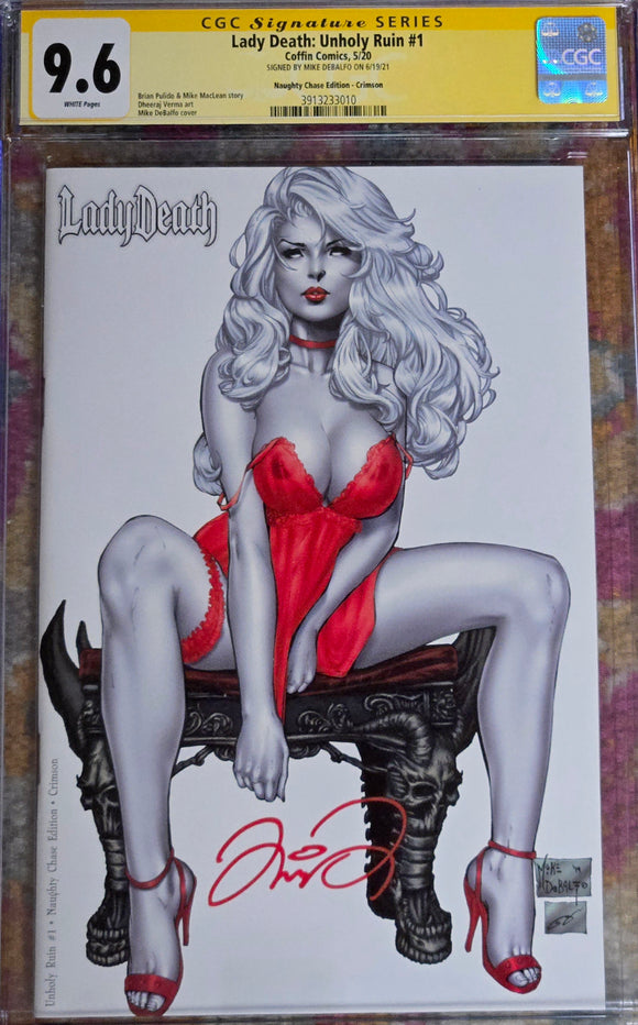 LADY DEATH: UNHOLY RUIN #1  9.6 CGC-SS MIKE DEBALFO NAUGHTY CHASE EDITION