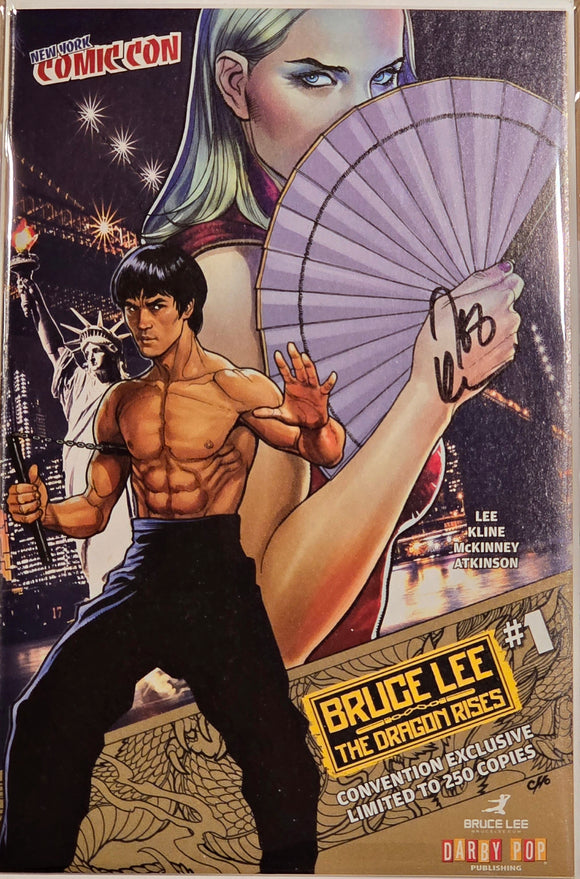 BRUCE LEE THE DRAGON RISES #1 NYCC FRANK CHO SIGNED BY JEFF KLINE COA LTD 250 COPIES