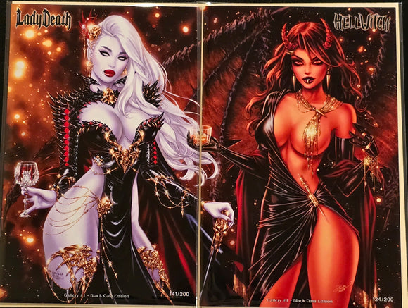 LADY DEATH HELLWITCH GALLERY #1 BLACK GALA CONNECTING SET EBAS & DAWN MCTEIGUE