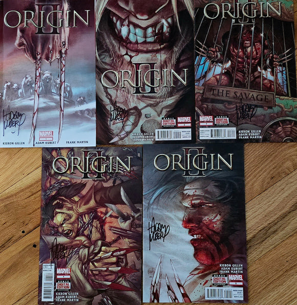 ORIGIN 2 WOLVERINE COMPLETE SET 1-5 ALL SIGNED BY ADAM KUBERT COA