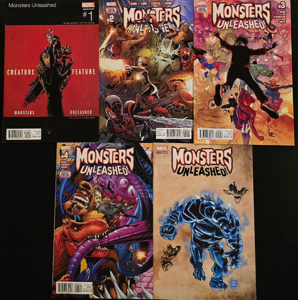 MONSTERS UNLEASHED COMPLETE SERIES ISSUES #1-5 INCLUDING HIP HOP VARIANT CULLEN BUNN