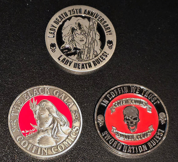 COFFIN COMICS LADY DEATH CHALLANGE COLLECTOR COINS