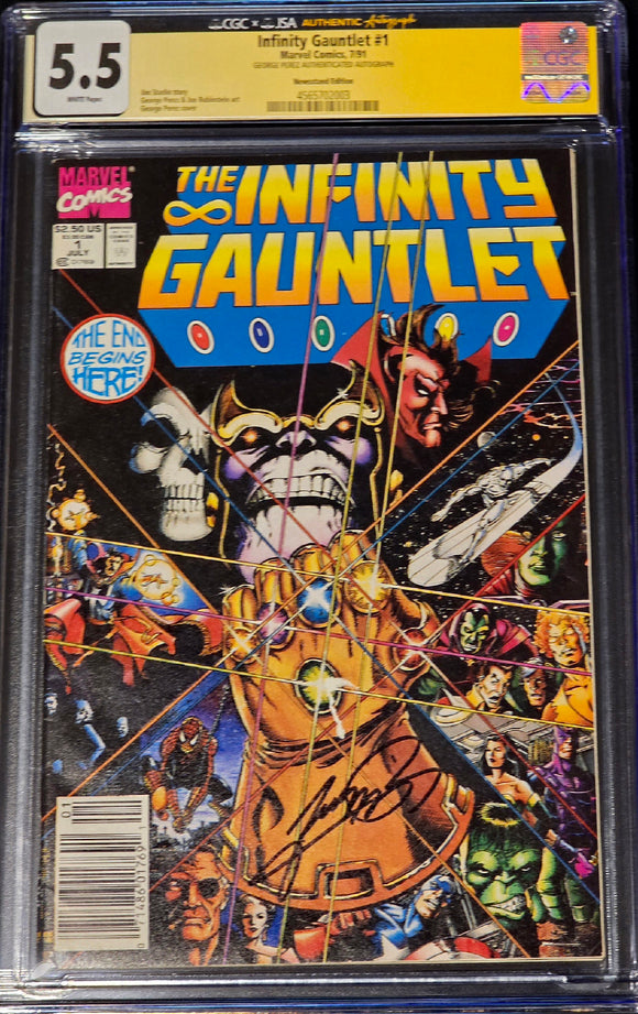 INFINITY GAUNTLET #1 SIGNED GEORGE PEREZ 5.5 CGC