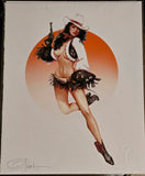 8X10 SIGNED OLIVIA DE BERARDNIS "PISTOL PACKIN" GICLEE PRINT W/ COA
