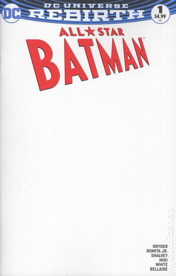 ALL STAR BATMAN #1 BLANK SKETCH COVER