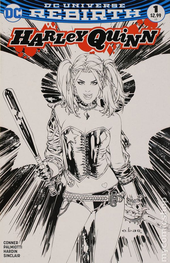 HARLEY QUINN #1 DC REBIRTH RETAILER B&W EXCLUSIVE EBAS