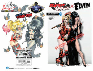 HARLEY QUINN X ELVIRA "Desperately Seeking Susan movie homage" LTD 450 TRADE BUZZ