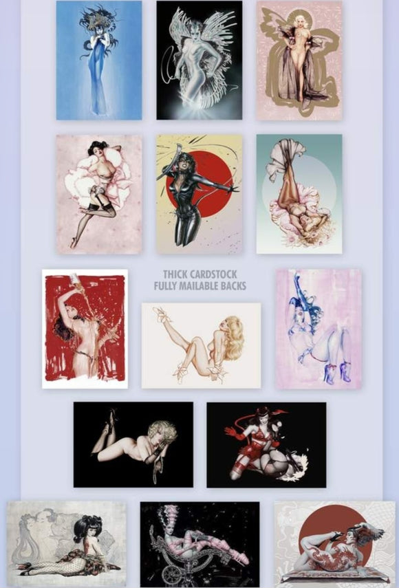 OLIVIA DE BERARDNIS SET OF 14 POSTCARDS 5X7 & DIE CUT VINYL STICKER SETS