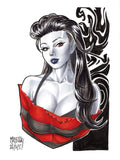 MARISSA POPE COMMISSION SPOTS AT NYCC FULL COLORED BUST ON A COMIC BLANK
