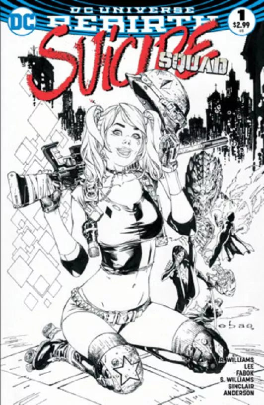 SUICIDE SQUAD #1 DC REBIRTH RETAILER B&W EXCLUSIVE EBAS