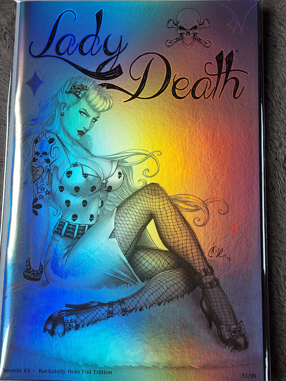 LADY DEATH SECRETS #1 ROCKABILLY HOLO FOIL EDITION LTD 99 DAVID HARRIGAN