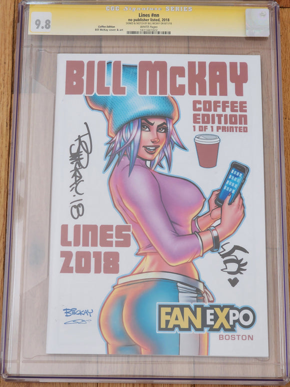 BILL MCKAY LINES BOOK SIGNED & SKETCHED BOSTON FAN EXPO COFFEE EDITION 1 OF A KIND CGC 9.8