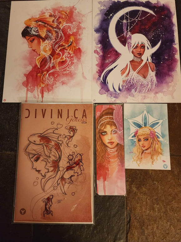 DIVINICA GENESIS VOL 1  VARIANT WITH WATERCOLOR MINI PRINTS AND BOOK MARK